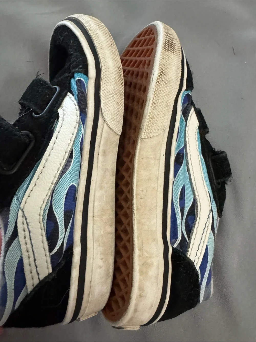 Vans Kids Black Sneakers with Blue Wave Accents